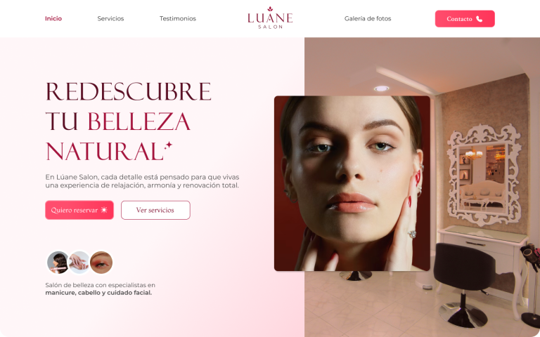 Landing page del proyecto Luane, diseño web para tienda de moda